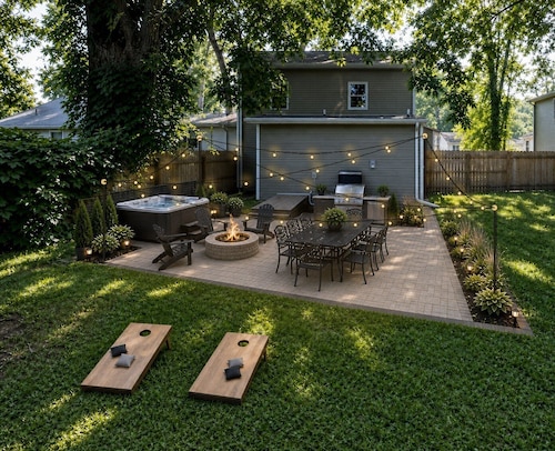 Near Louisville/Bourbon Trail/Hot Tub+Fire Pit+BBQ Grill & Cornhole
