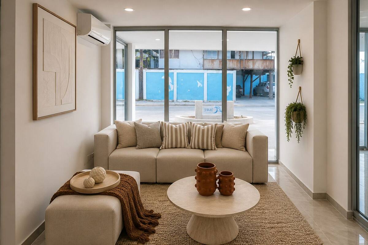 Chambre Double Confort, vue plage | Coin séjour