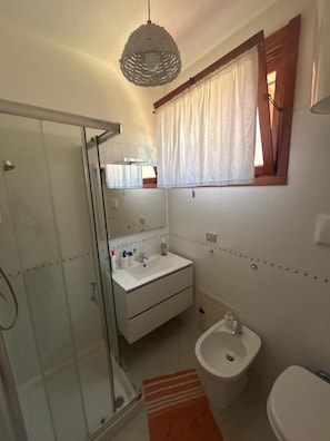 Dusche, Haartrockner, Bidet, Handtücher