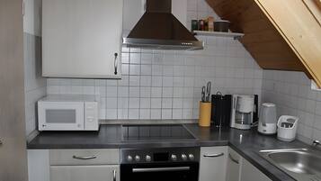 Kühlschrank, Mikrowelle, Herdplatte, Geschirrspüler