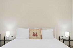 1 bedroom, iron/ironing board, travel crib, bed sheets