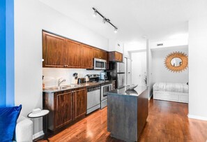 Deluxe Apartment, Balcony, City View | Private kitchen - AOC Suites - High-Rise Condo (Toronto)