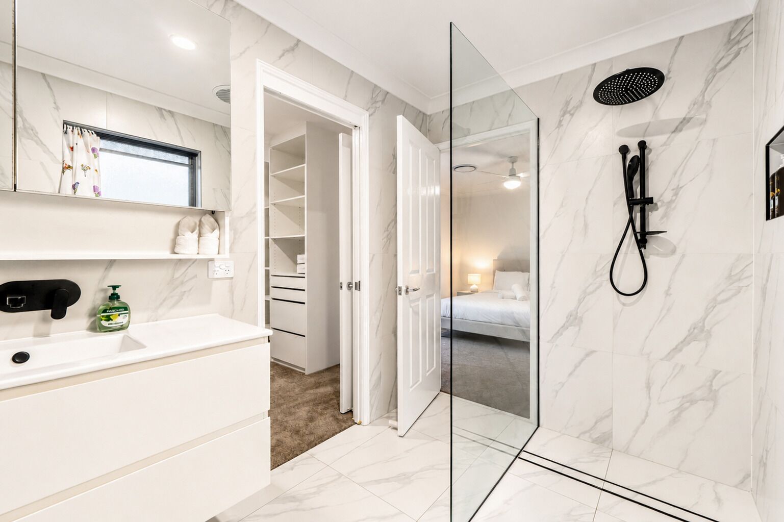 Hair dryer, towels, toilet paper