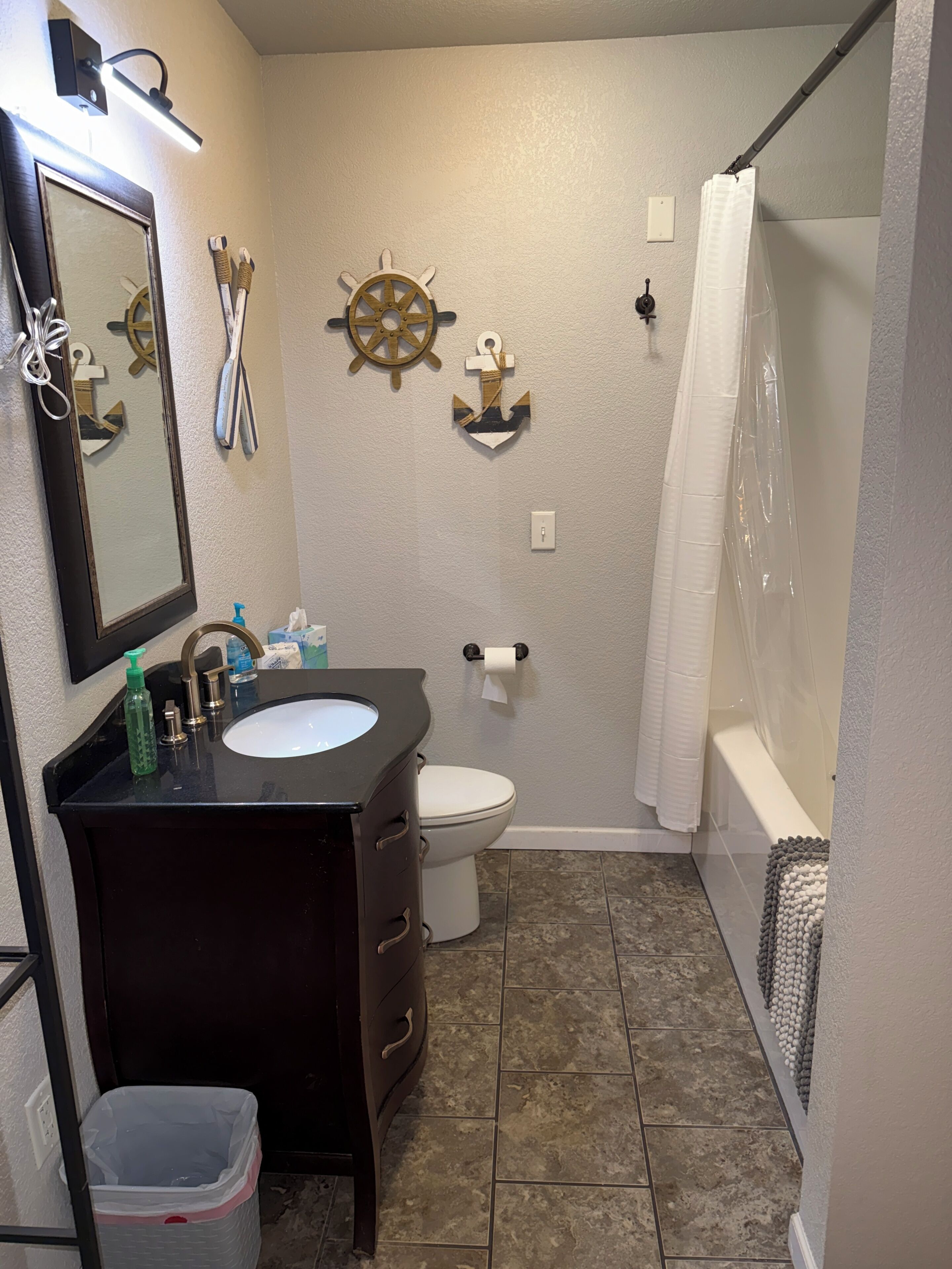 Hair dryer, towels, toilet paper