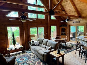 TV, fireplace - Blue Sky Cabin Hot Tub, Game room, Smoky Mtn Park (Sevierville)