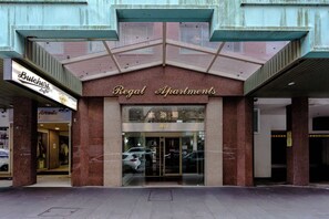 Welcoming entrance to Regal Apartments, with a sheltered walkway and easy street access. The building offers a secure, convenient base for exploring everything the surrounding city area has to offer.  - Havencrest 2BR Sydney CBD | Near Darling Harbour (Sydney)