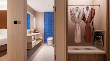 Business Twin Room, 2 Double Beds, Non Smoking, Housekeeping | Bathroom | Shower, rainfall showerhead, eco-friendly toiletries, hair dryer