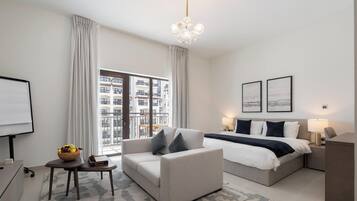Studio Deluks, balkon, pemandangan kota | Area keluarga