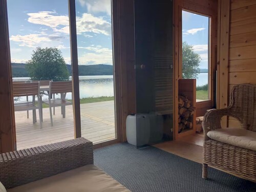 Lakefront house with a sauna, private dock, and rowboat