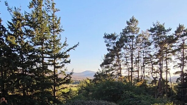A hot tub in a wooden enclosure with a view of trees and distant mountains. - Escape to Ardchoile | Sleeps 10 with Hot Tub, Log Fire & Games Room (Kingussie)