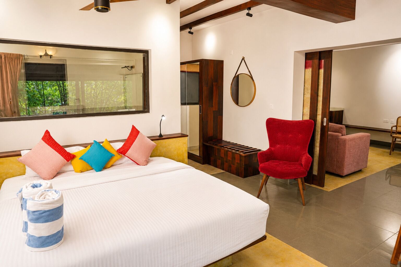 Junior Suite, Pool View | Premium bedding, desk, laptop workspace, iron/ironing board (on request)