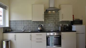 Fridge, microwave, oven, toaster