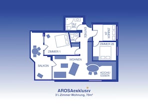 Floor plan - Seeblick Appartement/Fewo, Dusche, WC, 7-Bettwohnung 4-Zimmerferienwohnung mit S by Interhome (Arosa)