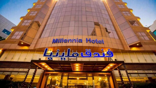 The exterior of the Millennium Hotel with a prominent entrance and signage. - Junior Twin Peaceful Stay in Millnia (Riyadh)