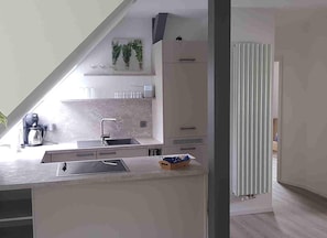 Kühlschrank, Mikrowelle, Herdplatte, Geschirrspüler