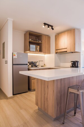 Family Apartment, Balcony, City View | Private kitchen - Chic Las Condes Apt Pool Ideal For 3 (Las Condes)