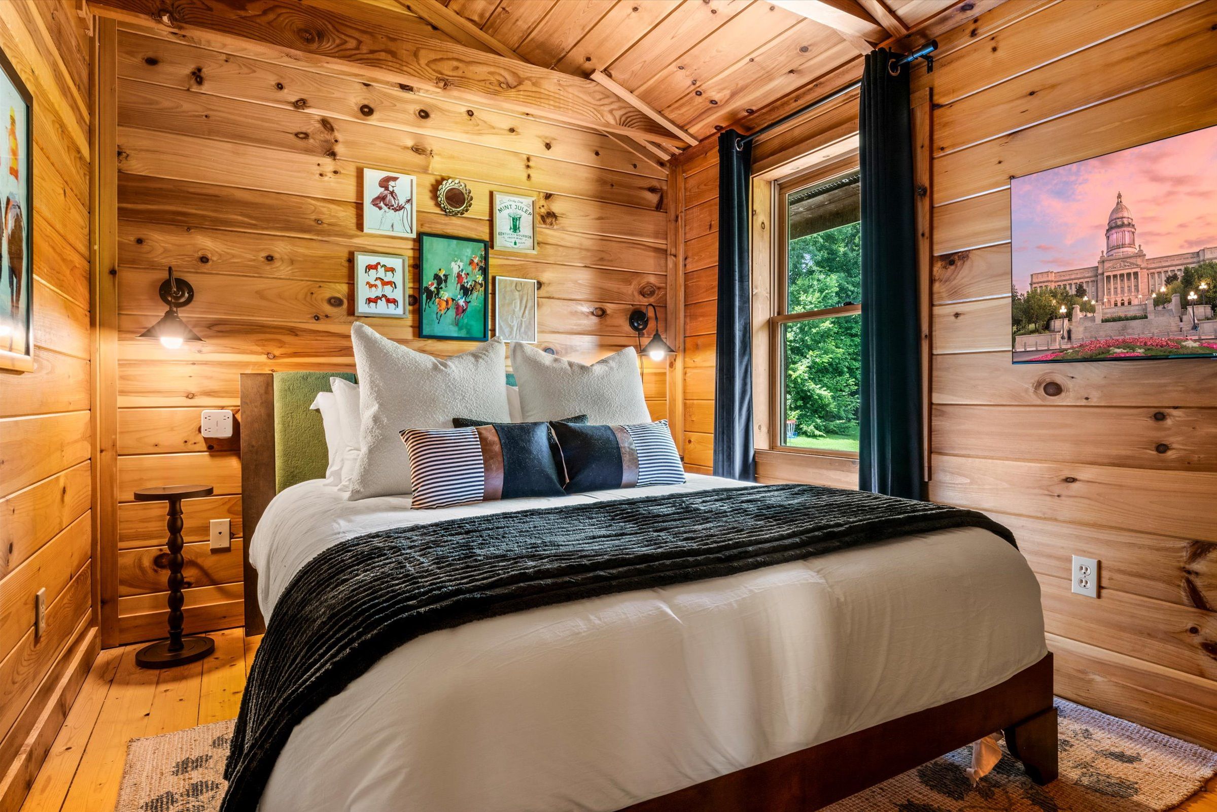 Comfortable second-floor queen room with a Roku TV.