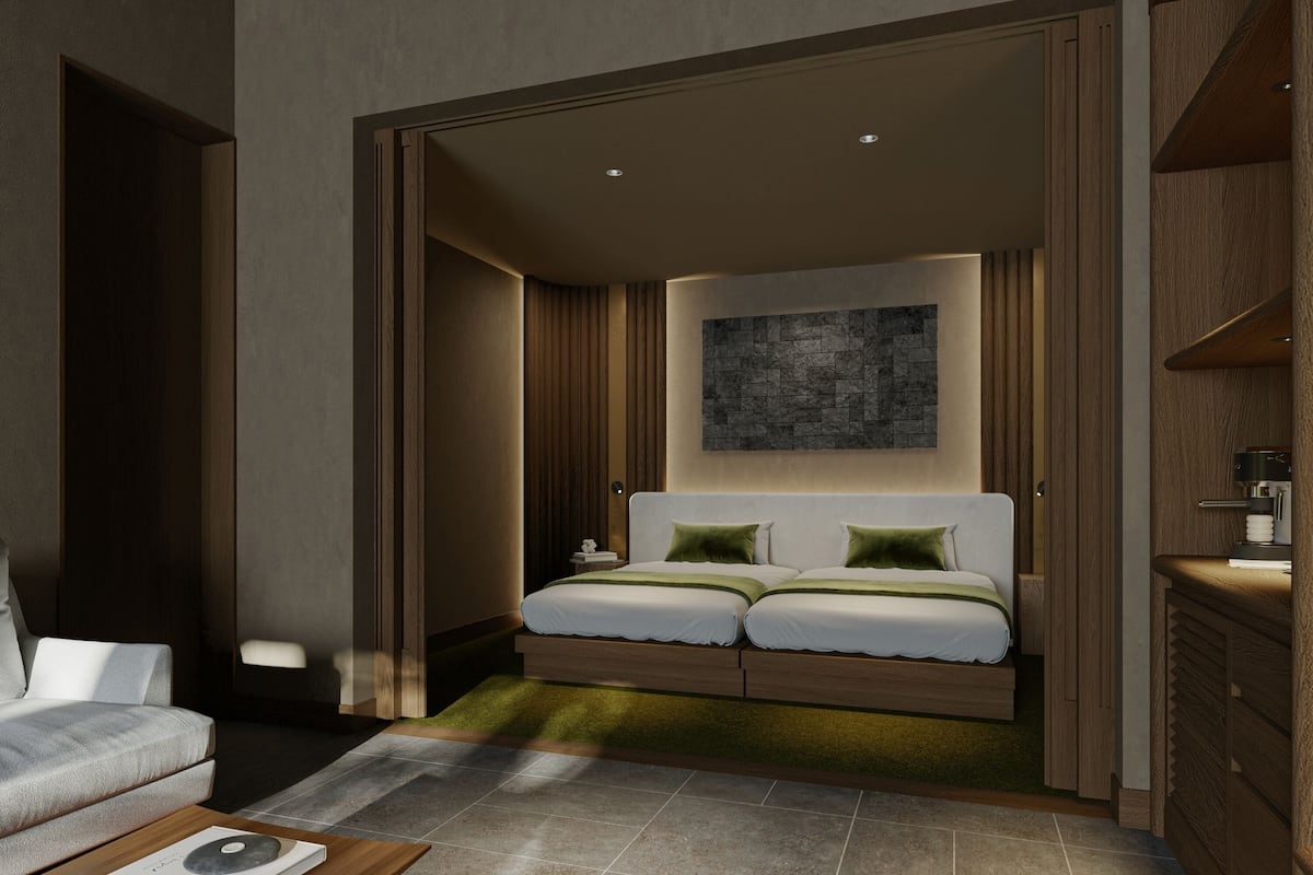 Chambre Standard avec lits jumeaux, vue jardin | Coffres-forts dans les chambres, bureau