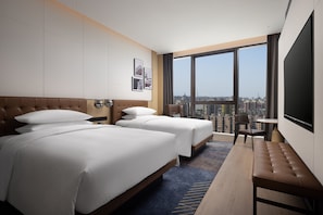 Premier Room, 2 Double Beds, City View | Premium bedding, down duvets, in-room safe, blackout curtains - Four Points by Sheraton Beijing, South Railway Station (Beijing)