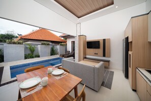 Villa, 1 Schlafzimmer, eigener Pool | Speisen