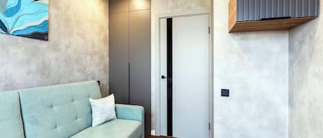 Apartamento superluxo, sacada, vista para a cidade | Roupas de cama antialérgicas, cortinas blackout