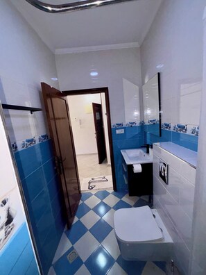 Ducha, toallas, papel higiénico