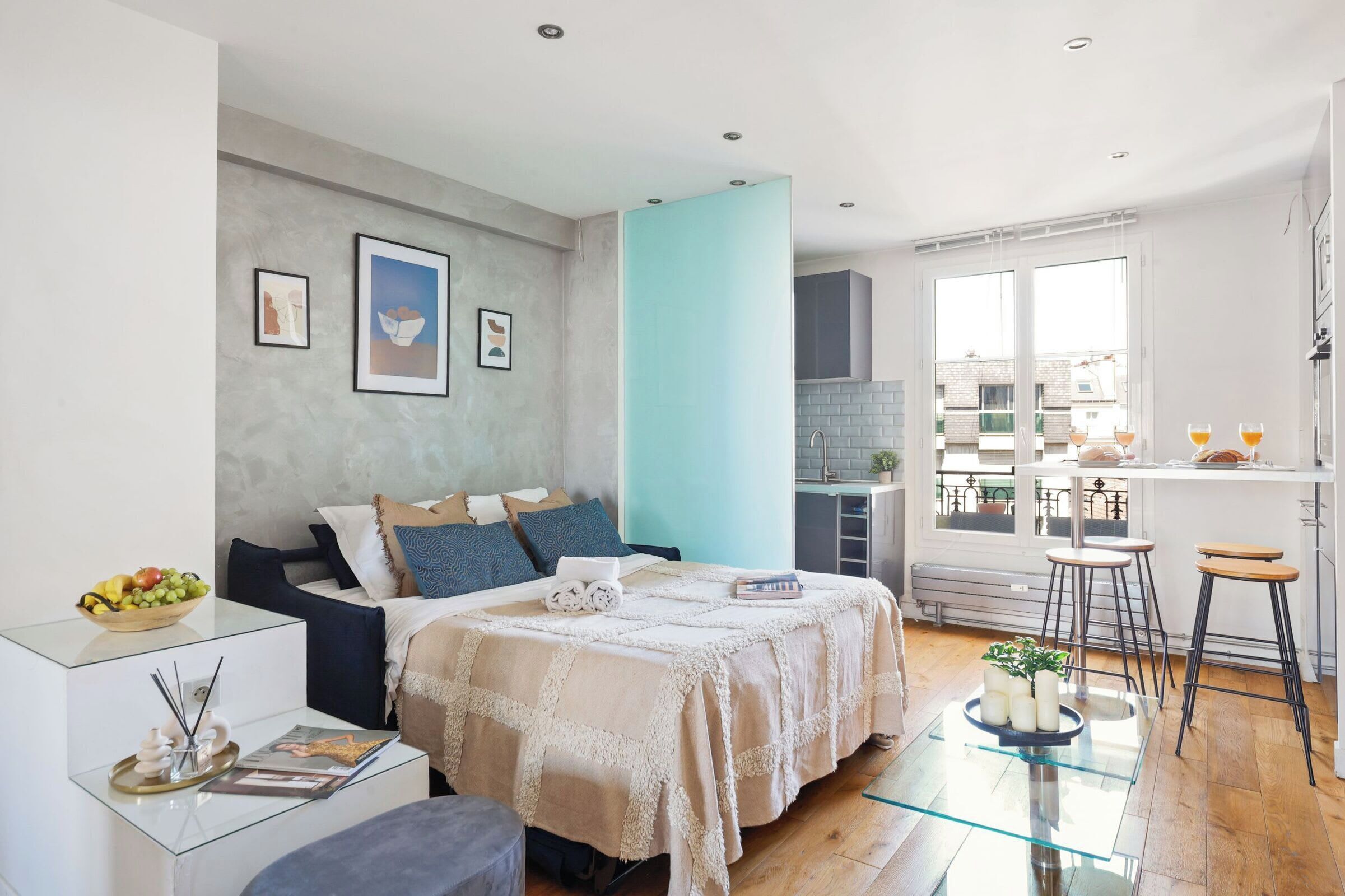 1 bedroom, desk, iron/ironing board, travel cot