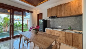 Deluxe Villa, 1 Bedroom, Kitchenette, Pool View | Private kitchen | Fridge, stovetop, cookware/dishes/utensils - Padi Mas Villas with Private Pool (Bali)