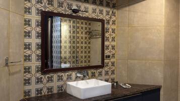 Shower, free toiletries, hair dryer, slippers