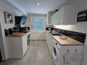 Fridge, microwave, dishwasher - Family Retreat with Terrace and Pool Access (Jeanménil)