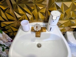 Douche, sèche-cheveux, savon, papier toilette