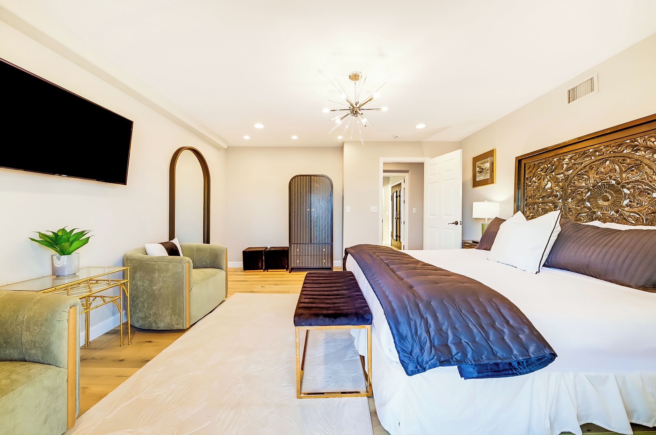 Downstairs Guest Room #2 with Queen bed and pool deck access