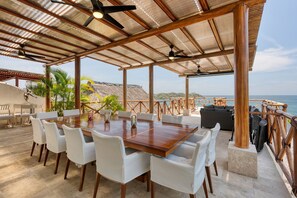 Outdoor dining - Coastal Sayulita Sanctuary - stunning 3 bed ocean view condo a block from beach (Sayulita)