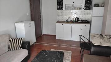 Apartment, Garden View | Living area | 43-inch LCD TV with satellite channels