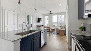 Fridge, dining tables - Landing | Modern 2BD, Gym, Clubhouse (San Antonio)