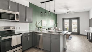 Fridge, dining tables