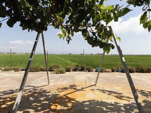 A rural landscape with a metal structure, green field, and a clear sky. - Vacation home Pepeta by Interhome (Deltebre)