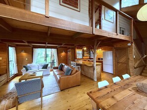 Smart TV, chimenea y libros 