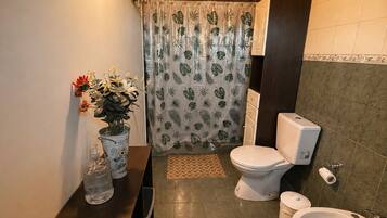 Dusche, Bidet, Handtücher, Seife