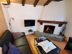 Fernseher, Kamin, DVD-Player
