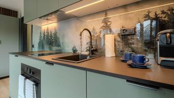 Fridge, oven, cookware/dishes/utensils