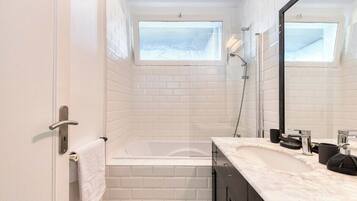 Hair dryer, towels, toilet paper
