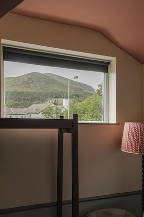 A room with a window overlooking a mountainous landscape. - Avoca House (Newcastle)