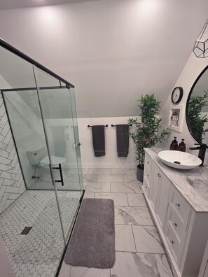 Shower, hair dryer, bidet, towels - Cozy 2-bedroom house in fantastic Oswego with AC and fitness room (OSWEGO)
