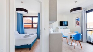 Apartment | 1 Schlafzimmer, laptopgeeigneter Arbeitsplatz, Bügeleisen/Bügelbrett
