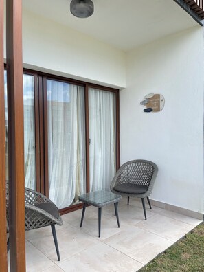 Terrace/patio - Haven Escape  2-bedroom condo with AC and private beach access in Punta Cana (Punta Cana)