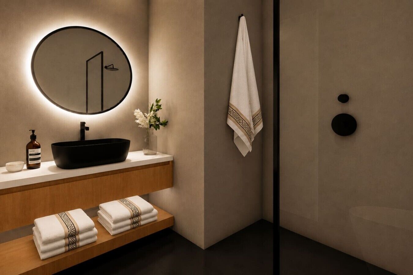 Hair dryer, towels
