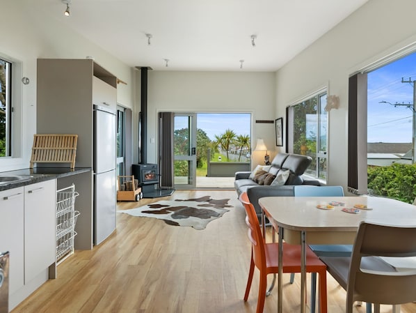 TV, fireplace - Funky in Fitz - Relax and Enjoy (New Plymouth)