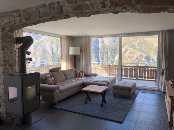 TV, fireplace - Morion, Haus Alana, (Grächen), by Interhome (Grächen)