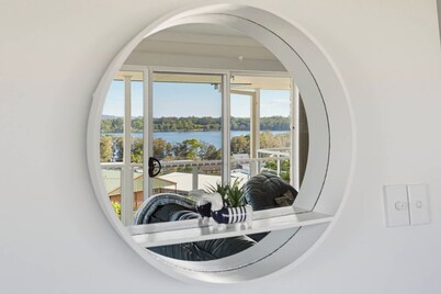 Large group retreat overlooking beautiful Wallis Lake with stunning views.